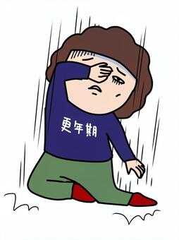 めまい 女性,かわいい,ゆるい,手描き,めまい,更年期障害,更年期,立ちくらみ,ホルモンバランス,不調のイラスト素材