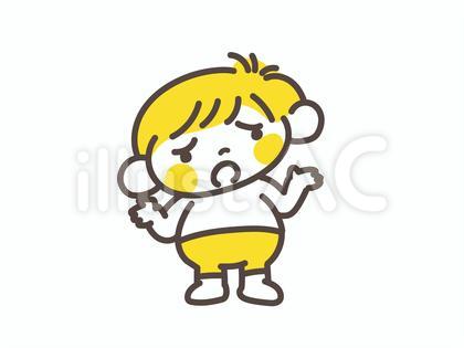 首を傾げる水着姿の男の子