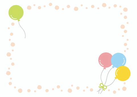 風船と水玉のフレーム（パステルカラー） 風船,バルーン,パステル,カラフル,あしらい,フレーム,枠,見出し,タイトル,デザインのイラスト素材