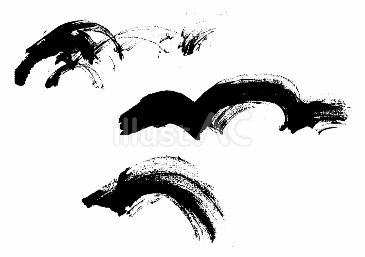 筆タッチの波線曲線素材 筆,曲線,波線のイラスト素材