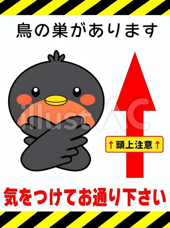 頭上注意②-2 つばめ,巣,鳥の巣のイラスト素材