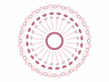 回転対称お花 回転対称お花 花,円形アート,曼荼羅アート,ピンク色,タイル柄のイラスト素材