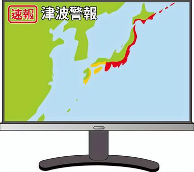 津波警報　 津波,警報,注意報,速報,テレビ,ニュース,自然,災害,情報,地図のイラスト素材