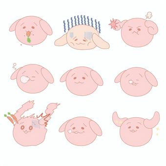 2173丸いうさぎ 2173丸いうさぎ 丸い,うさぎ,セット,キャラクター,ピンク,兎,表情のイラスト素材