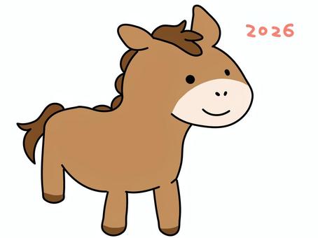 2026年⭐︎馬のイラスト 2026年⭐︎馬のイラスト 2026年,年賀状,馬,イラスト,シンプル,かわいい,右向きのイラスト素材