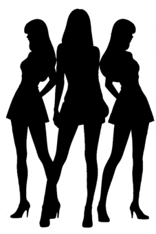 三人組のアイドルユニット 三人組のアイドルユニット 三人組,アイドル,女性,ミニスカート,歌手,ハイヒール,ロングヘア,ユニット,チーム,シルエットのイラスト素材