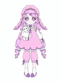 パジャマの女の子 パジャマ,女の子,ピンク,紫,ツインテールのイラスト素材