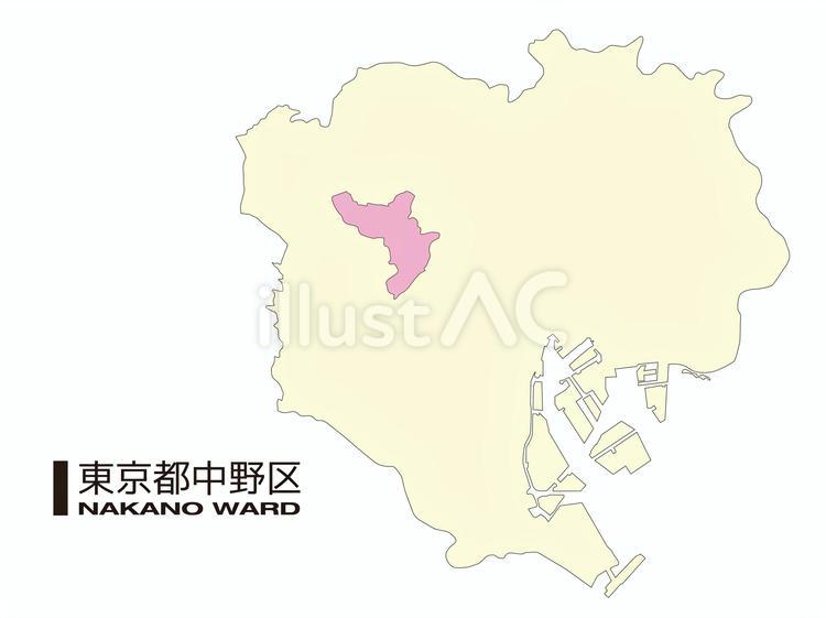 東京都中野区の位置地図区境無し_03 中野区,東京都,23区のイラスト素材