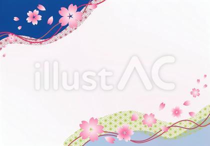桜 桜吹雪 ポストカード 瑠璃色 青系