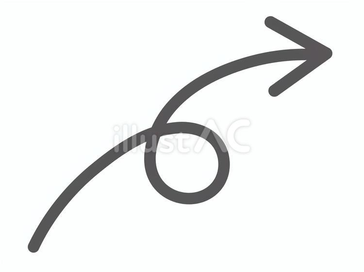 くるくる矢印（長さ普通／細め／黒） くるりん,くるくる,シンプルのイラスト素材