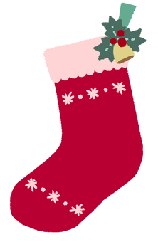 【手描き】クリスマスの靴下 クリスマス,靴下,ソックス,オーナメント,ヒイラギ,クリスマスベル,手描き,かわいいのイラスト素材
