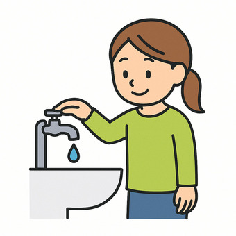 水を節約している様子