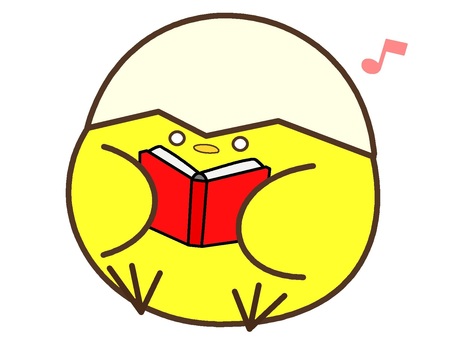 A chick icon reading a red book happily, , JPG và PNG