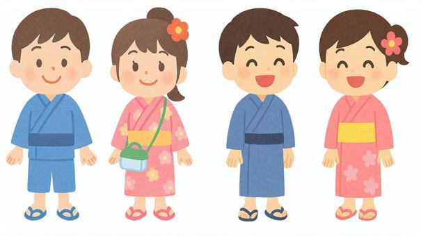 浴衣姿の子供たち