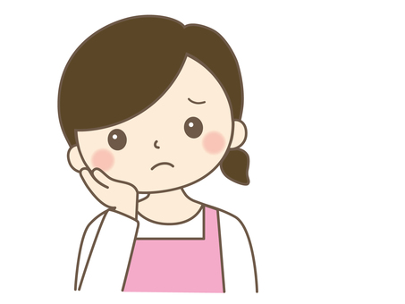 悩む女性　主婦 女性,主婦,母親,ママ,悩む,困る,考える,疑問,不安,心配のイラスト素材