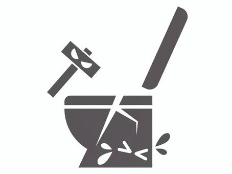 壊されて泣いているトイレ トイレ,いたずら,破損,壊す,シルエット,泣く,犯罪,器物損壊,故意,マナーのイラスト素材