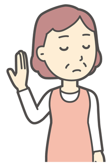 いりませんとキッパリ断る中年の女性 断る,おばさん,人,女性,中年,おばちゃん,シニア,ママ,主婦,ヘルパーのイラスト素材