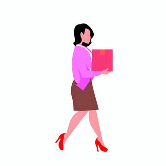 人物 050 女性,会社員,荷物,ビジネス,配達,歩く,仕事,オフィス,運ぶ,人物のイラスト素材
