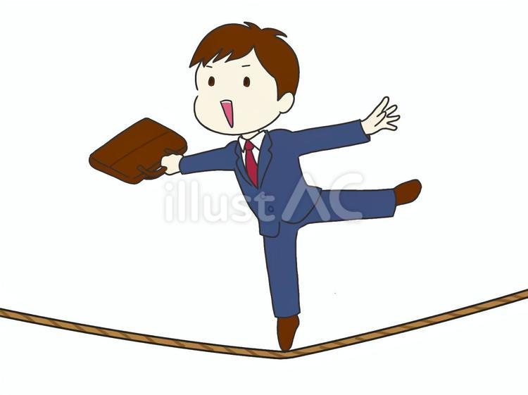 楽々と綱渡りしている人 綱渡り,楽しそう,楽々のイラスト素材