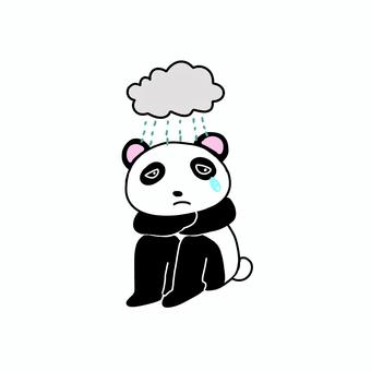 ブルーな気分なパンダ パンダ,動物,キャラ,ポップ,かわいい,ブルー,悲しい,寂しい,雲,雨のイラスト素材