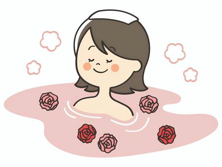 薔薇風呂に浸かる若い女性 温泉,銭湯,お風呂,薔薇,薔薇風呂,バラ,バラ風呂,花,風呂,入浴のイラスト素材