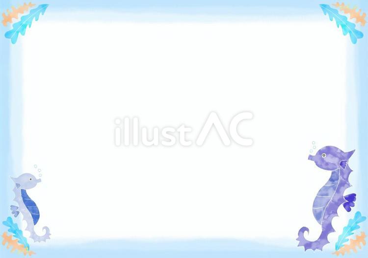 ゆるかわタツノオトシゴフレーム2 タツノオトシゴ,海洋生物,生き物のイラスト素材