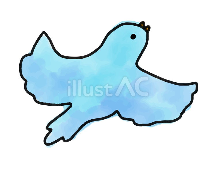 水彩画風の青い小鳥 鳥,飛ぶ,水彩のイラスト素材