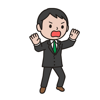 威圧する人 威嚇,怒り,闘争,攻撃的,警戒,睨む,挑発,男性,スーツ,ビジネスのイラスト素材