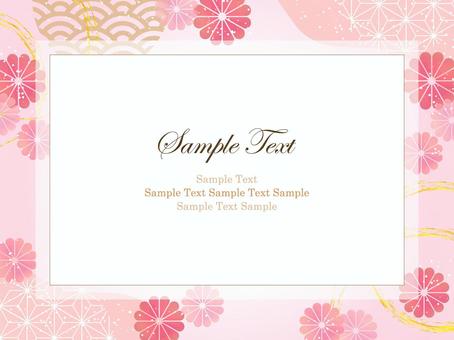 菊の和柄の背景、フレーム03