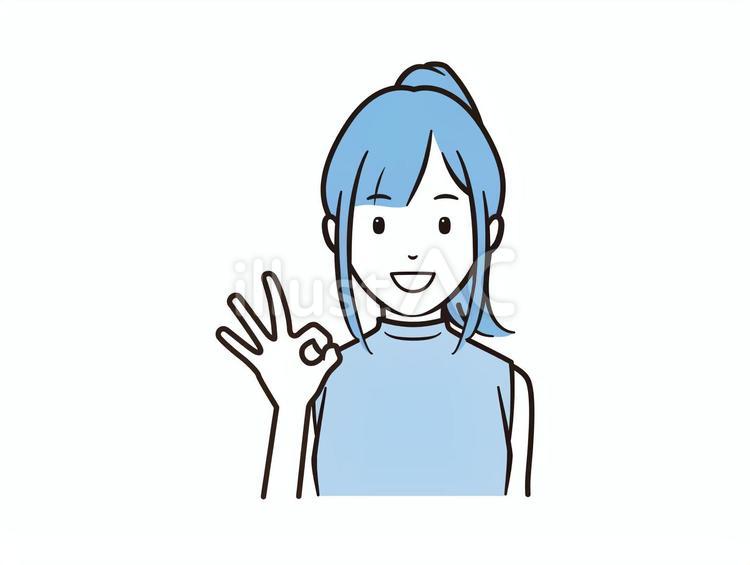 OKサインをする笑顔のノースリーブ女性 女性,女の子,okのイラスト素材
