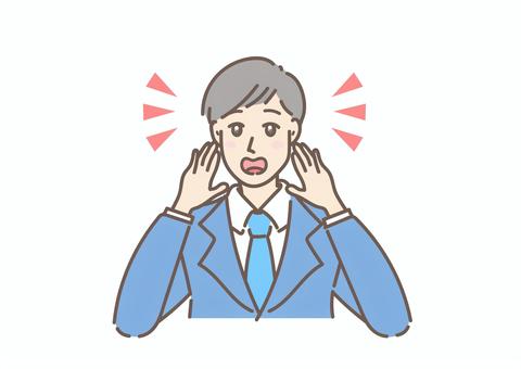 呼びかけするスーツを着た若いビジネスマン ビジネスマン,ビジネス,男性のイラスト素材
