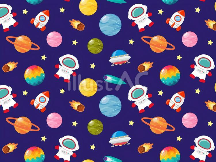 宇宙飛行士とロケットの宇宙の壁紙01 宇宙,背景,パターンのイラスト素材