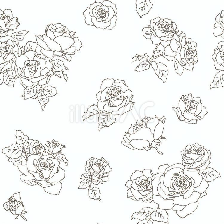 薔薇の背景 薔薇,花,線画のイラスト素材