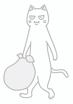 White cat taking out the trash, JPG, PNG and EPS White cat taking out the trash, cat, garbage disposal, dumping garbage, JPG, PNG and EPS
