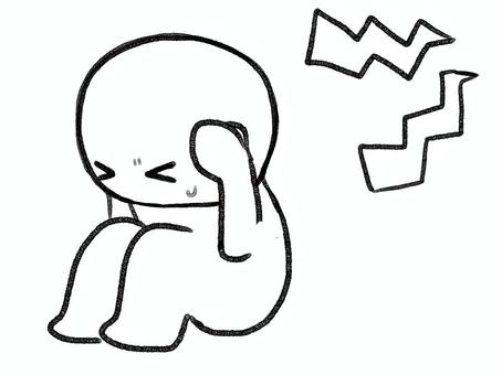 騒音に悩む棒人間線画 棒人間,人物,騒音,耳を塞ぐ,手描き,落書き,表情,黒,シンプル,背景透過のイラスト素材