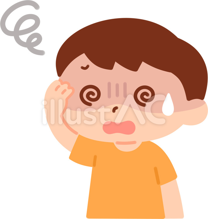 めまいを起こす男の子 人物,めまい,子供のイラスト素材