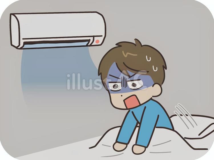 エアコンが寒くて眠れないパジャマの男性 男性,エアコン,睡眠のイラスト素材