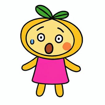 みかんちゃん　びっくり顔　顔つき　体つき みかん,顔つき,体つき,女の子,かわいい,びっくり顔のイラスト素材