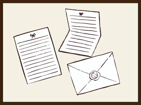 手紙　リアル　イラスト 手紙,リアル,イラスト,レターセット,手描き,便箋,封筒のイラスト素材