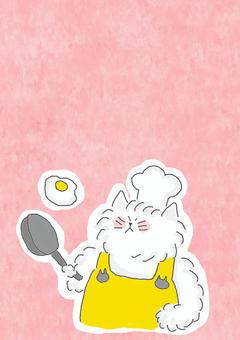 料理するねこちゃん 料理するねこちゃん かわいい,料理,調理,クッキング,作る,フライパン,目玉焼き,たまご,たべもの,コックのイラスト素材