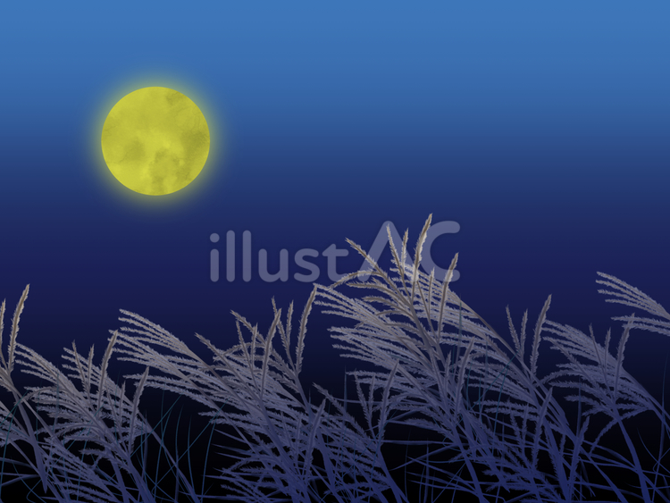 満月とすすき 月,満月,すすきのイラスト素材