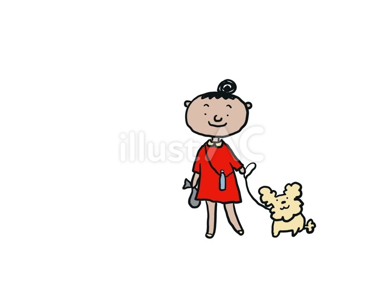 犬の散歩　お出かけ 犬の散歩,お出かけ,女の子のイラスト素材