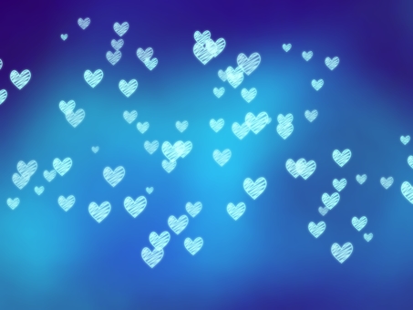 手描きハートの青背景　透過あり ハート,背景,エフェクト,パーティクル,ガーリー,青,可愛い,光,ロマンチック,幻想的のイラスト素材