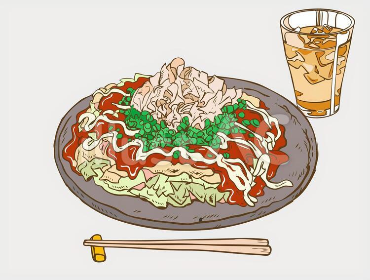 お好み焼き お好み焼き,手書き,大阪のイラスト素材