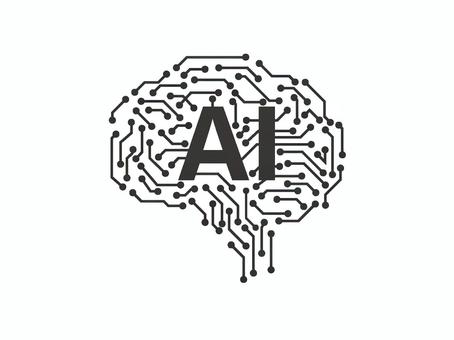 AI文字と脳の回路基板　２ ai,文字,生成ai,回路基板,インターネット,脳,知能,電脳,人工知能,線画のイラスト素材
