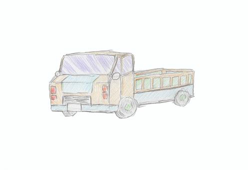 トラック トラック,素朴,穏やか,色鉛筆,優しいイラストのイラスト素材