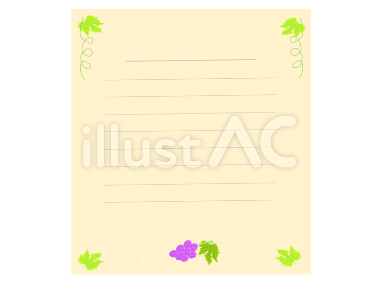 メモ帳　ぶどうと葉っぱ線画 メモ帳,ぶどう,葉っぱのイラスト素材