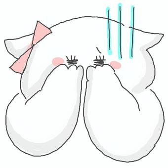 落ち込むねこちゃん かわいい,落ち込む,ショック,がっかり,嫌,きらい,ねこ,女の子,動物,いきもののイラスト素材