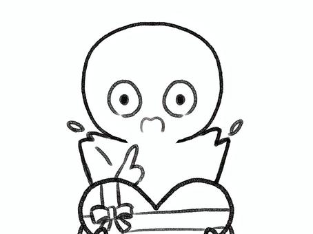 バレンタインチョコを貰う棒人間線画 棒人間,人物,バレンタイン,プレゼント,手描き,落書き,表情,黒,シンプル,背景透過のイラスト素材