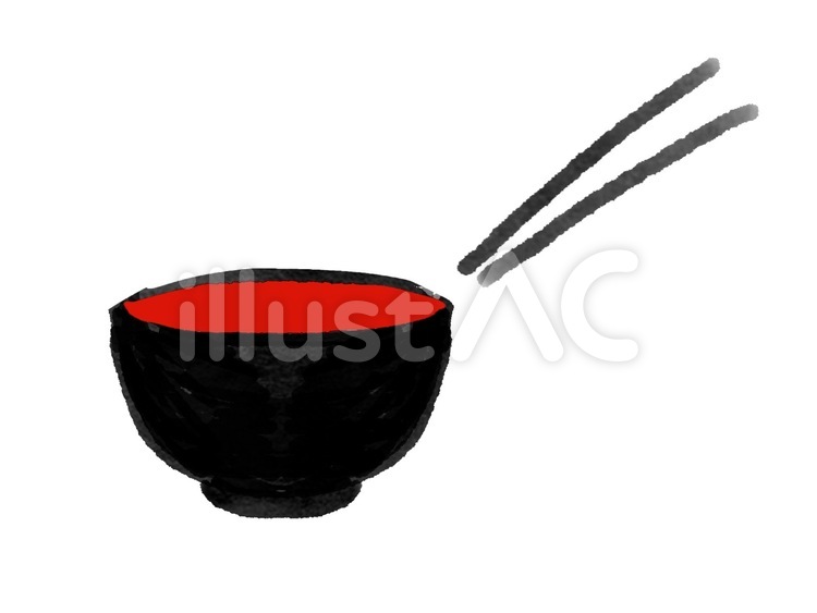 お箸とお椀の水彩風イラスト 箸,お椀,食器のイラスト素材